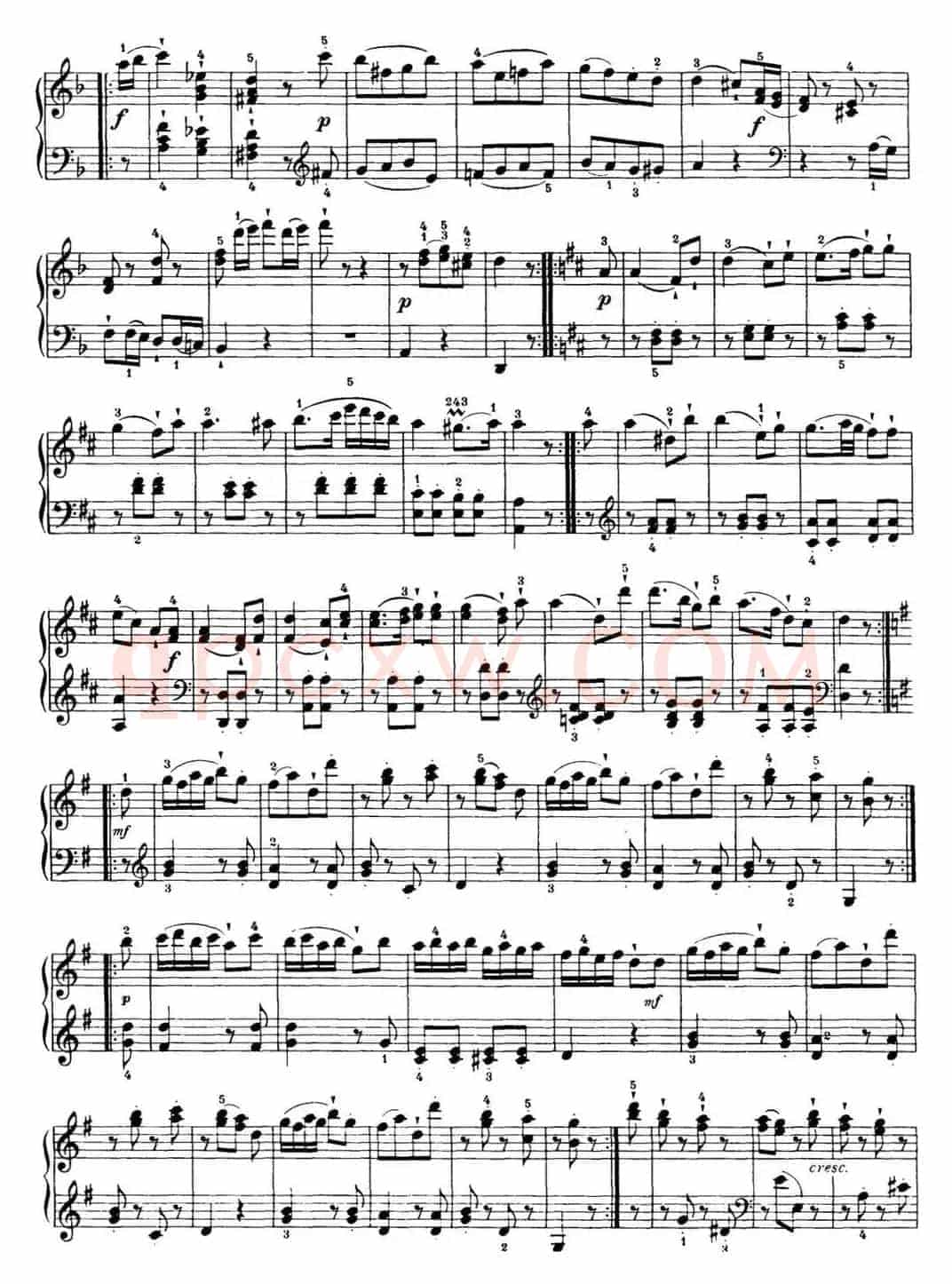 海顿 钢琴奏鸣曲 Hob XVI 37 in D major