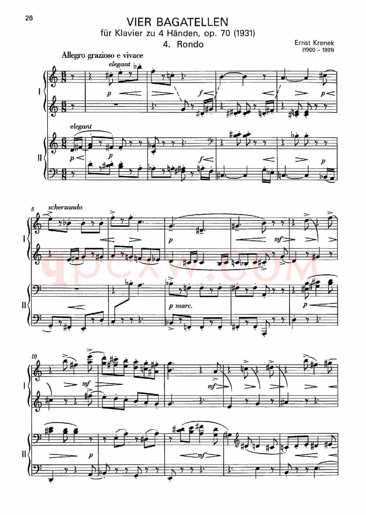 Vier Bagatellen Op.70（4首小品·Ⅳ·四手联弹）
