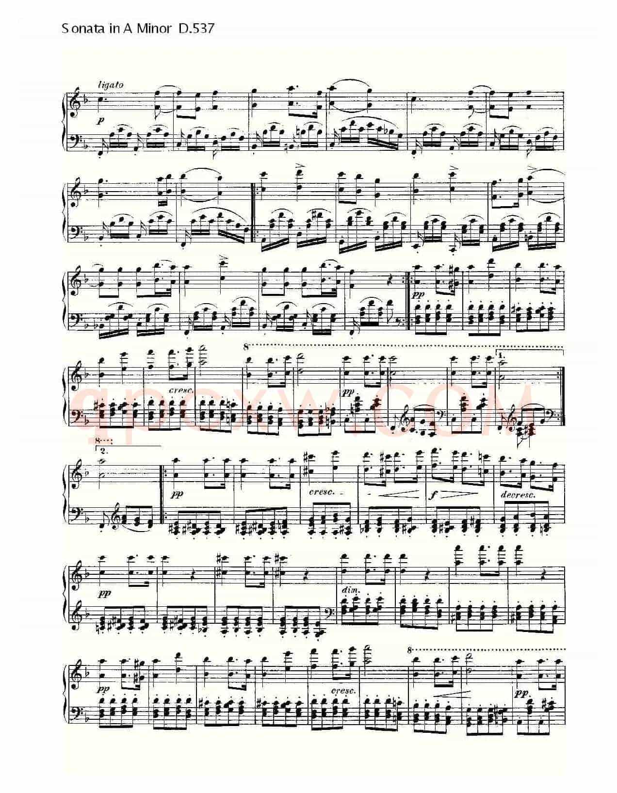 Sonata in A Minor D.537（A小调奏鸣曲 D.537）