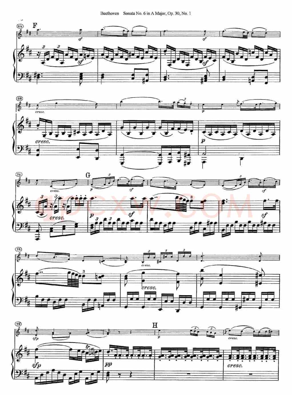 Violin Sonata No.6 in A Major Op.30 No.1（小提琴+钢琴伴奏）
