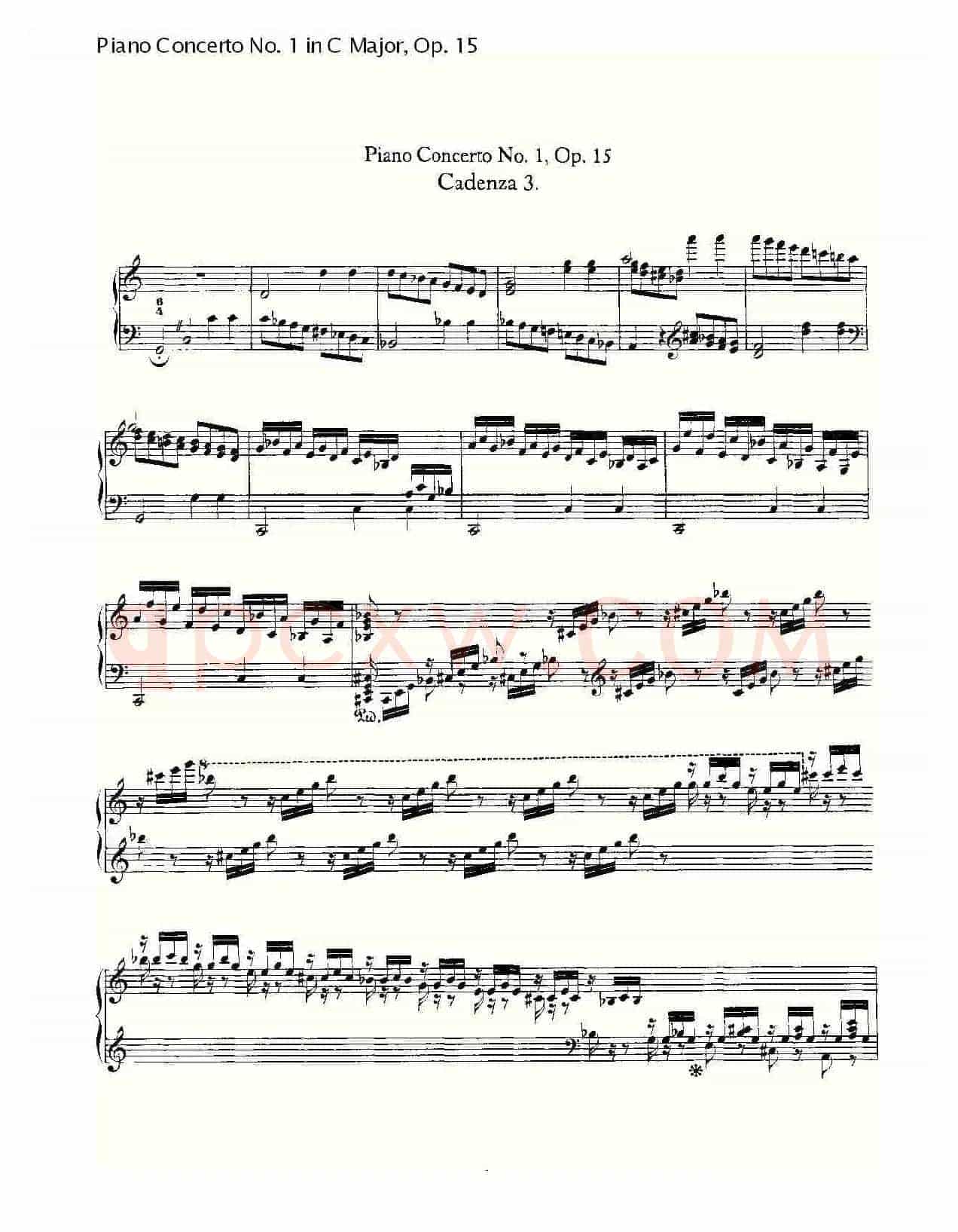 C大调钢琴第一协奏曲 Op.15 华彩乐段