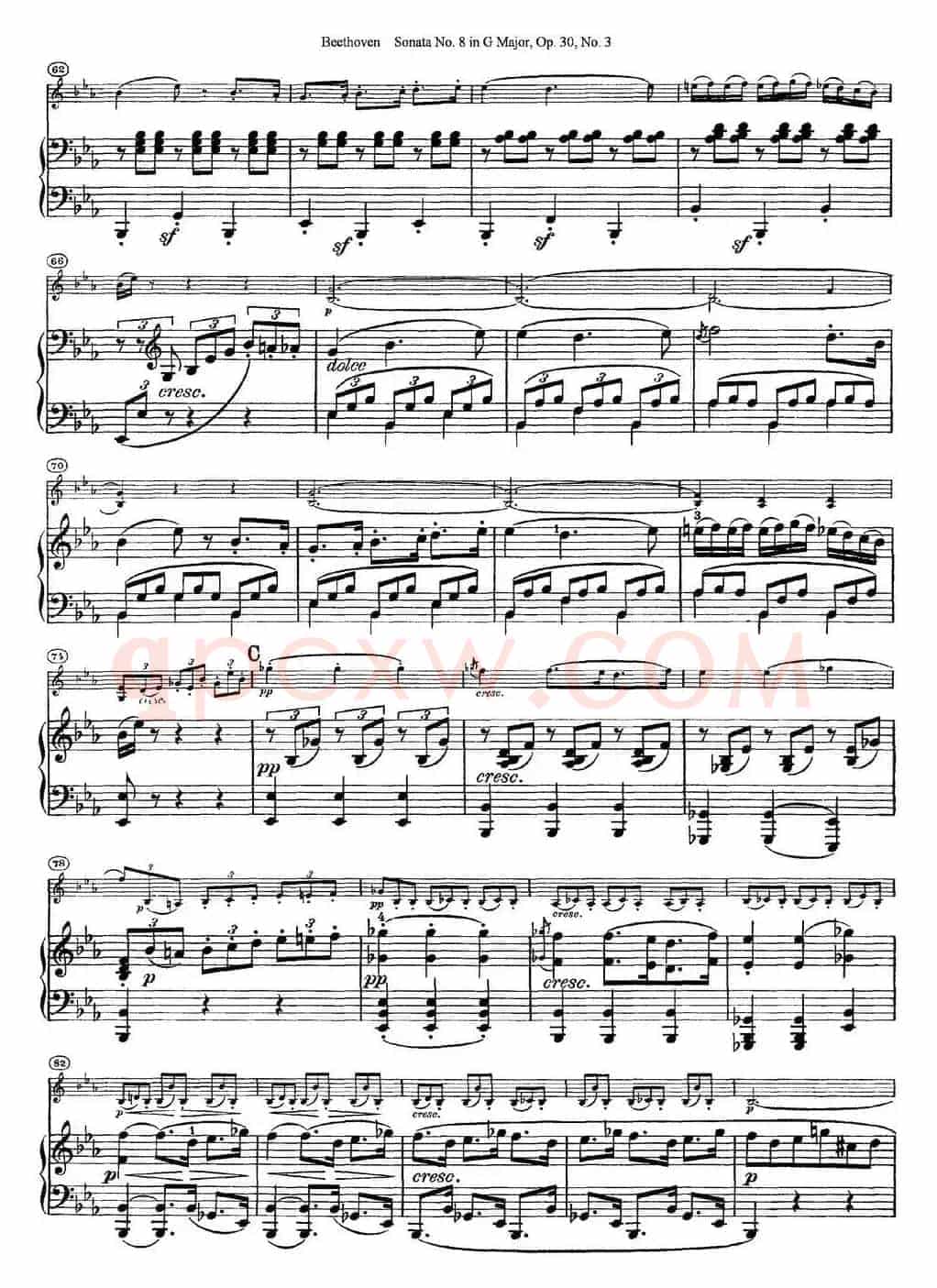 Violin Sonata No.8 in G Major Op.30 No.3（小提琴+钢琴伴奏）