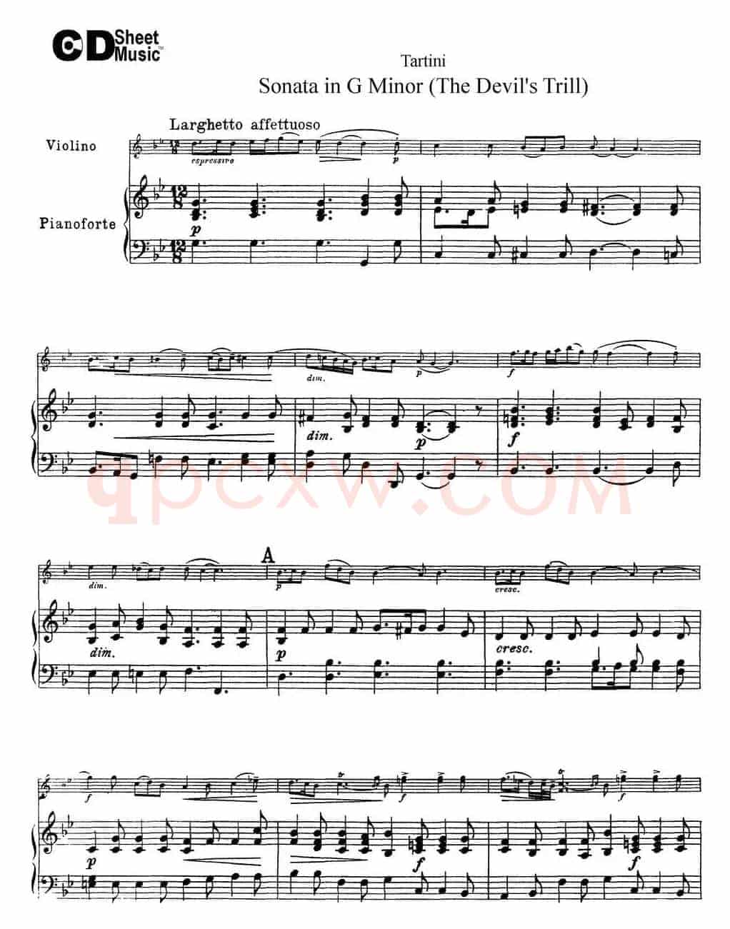 Violin Sonata in G Minor（The Devil's Trill）（小提琴+钢琴伴奏）