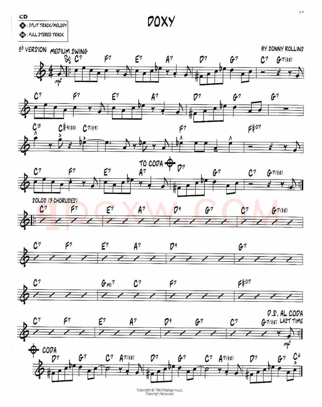 DOXY（jazz系列萨克斯谱）