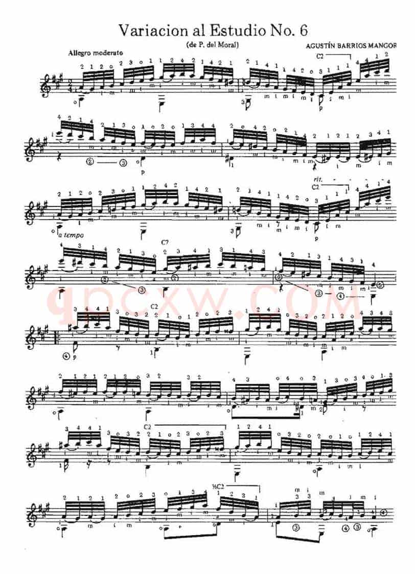 Variacion al Estudio No.6(古典吉他)