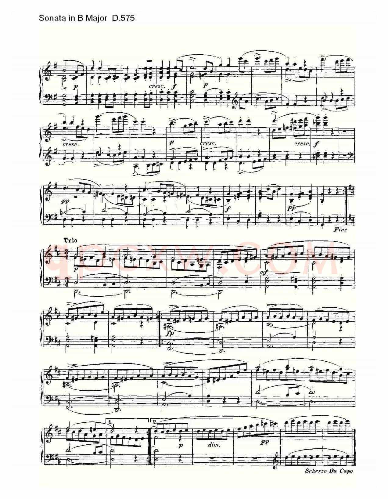 Sonata in B Major D.575（B大调奏鸣曲 D.575）