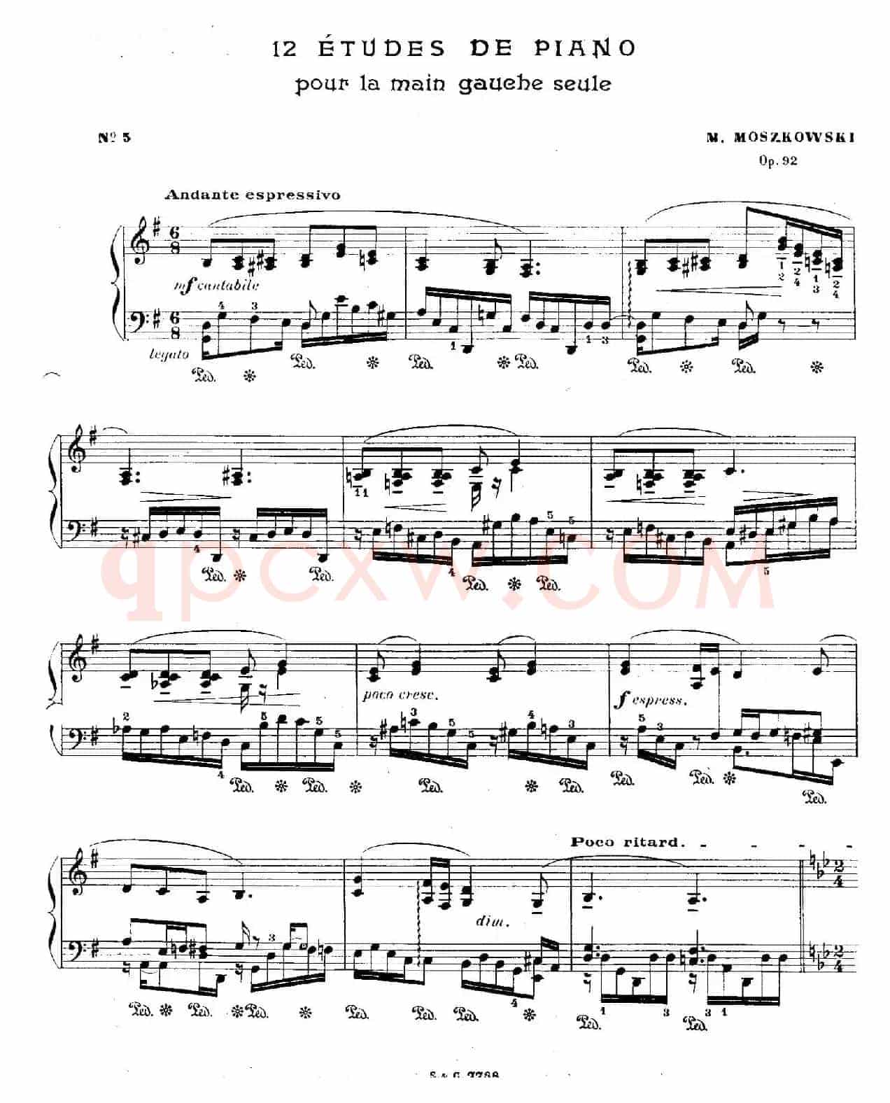 12 Etudes For The Left Hand Op.92 No.5(12首为左手而作的钢琴练习曲)