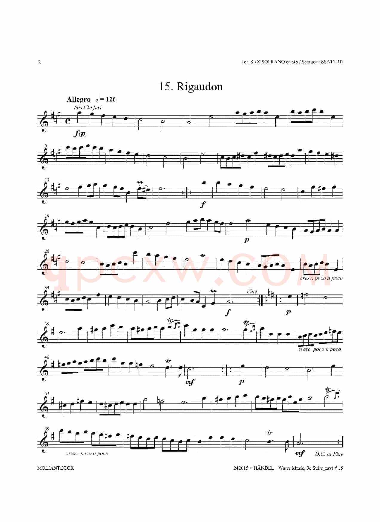 Water Music（HWV.350 No.3）（第一高音萨克斯）