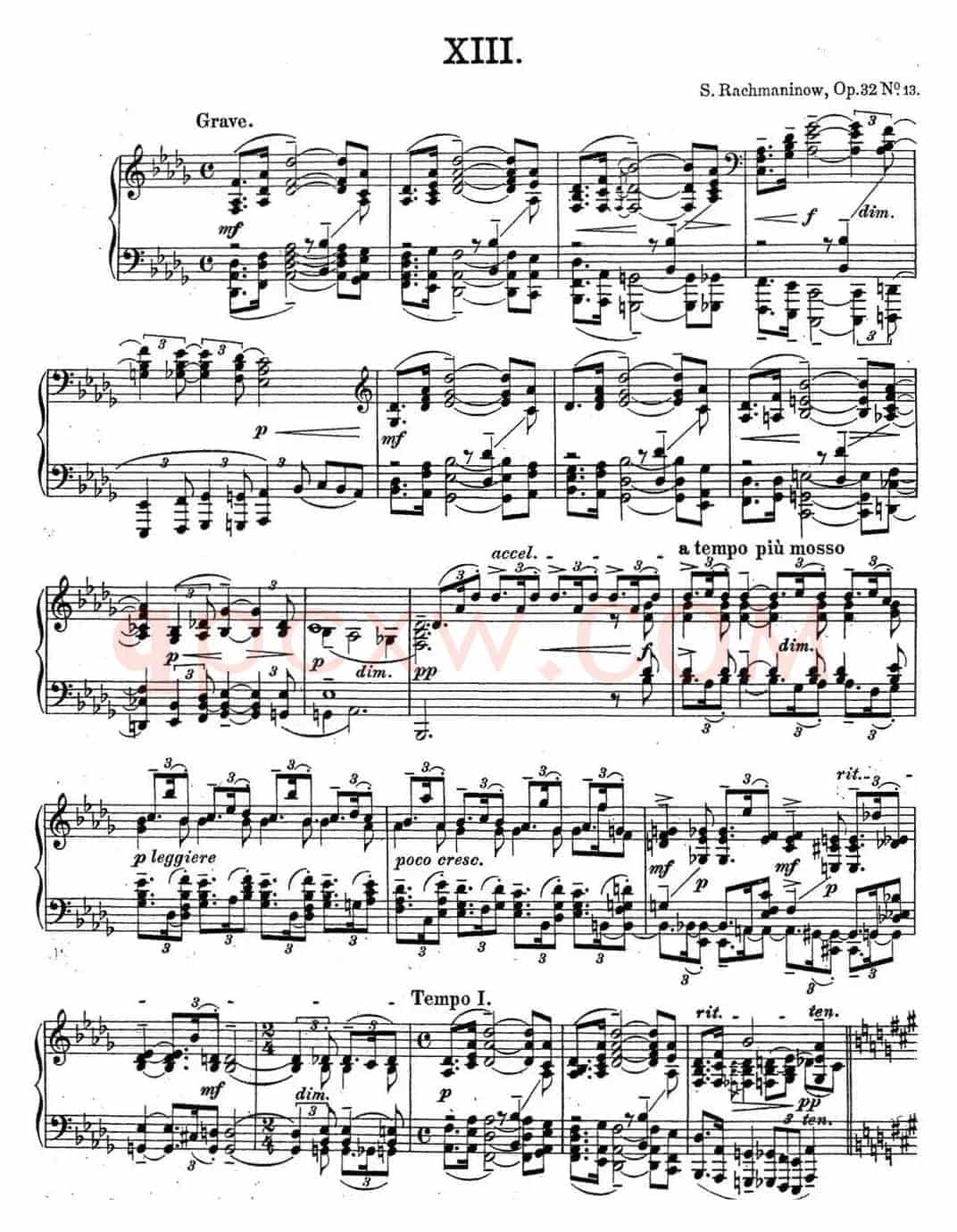 拉赫玛尼诺夫 钢琴前奏曲24 降D大调 Op.32 No.13