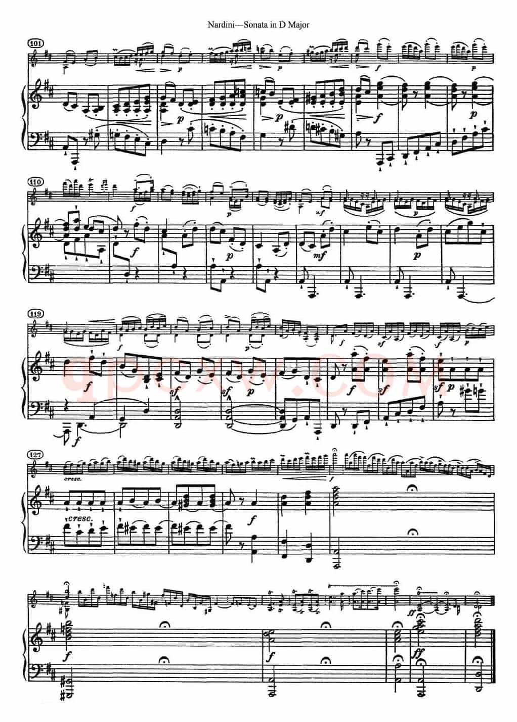 Nardini Violin Sonata in D Major（小提琴+钢琴伴奏）
