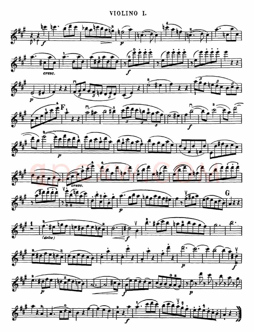 Mozart《Quartet No.18 in A Major,K.464》（Violin 1分谱）