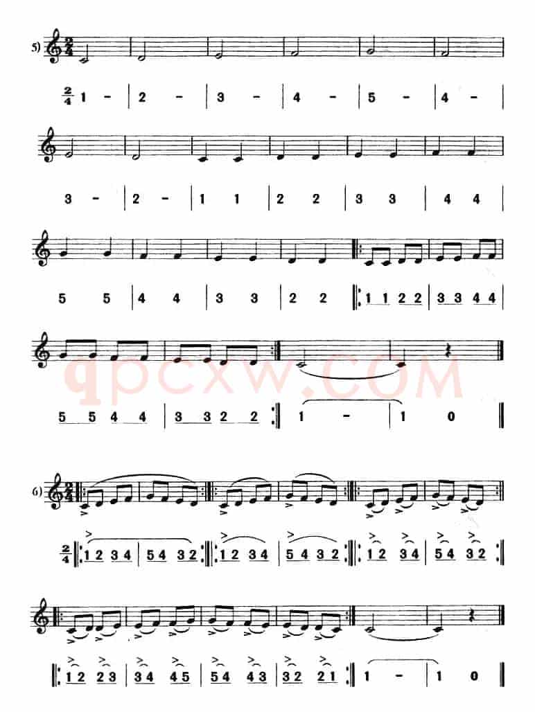 练习曲（八孔竖笛线简谱对照版）