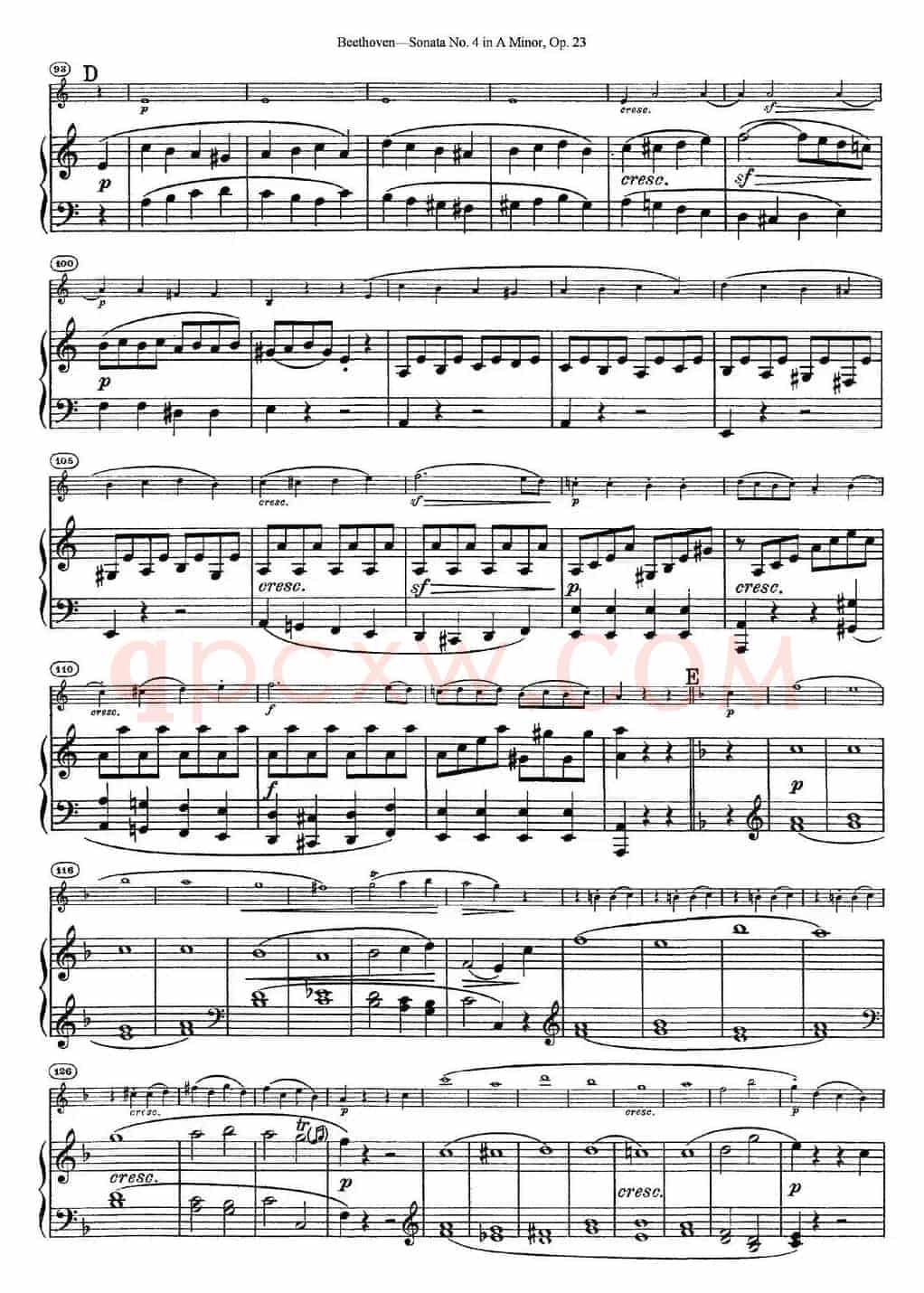Violin Sonata No.4 in A Minor Op.23（小提琴+钢琴伴奏）