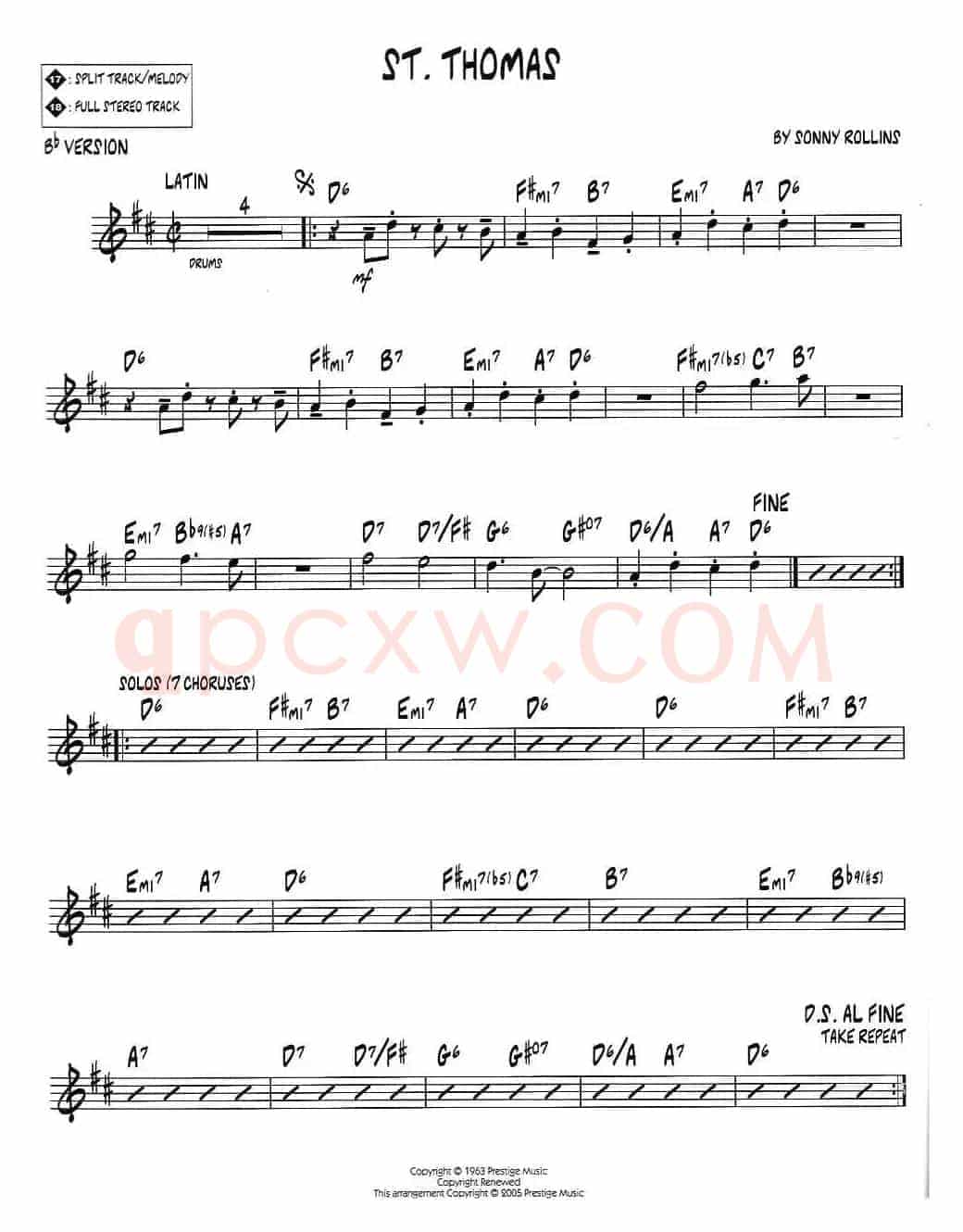 ST. THOMAS（jazz系列萨克斯谱）
