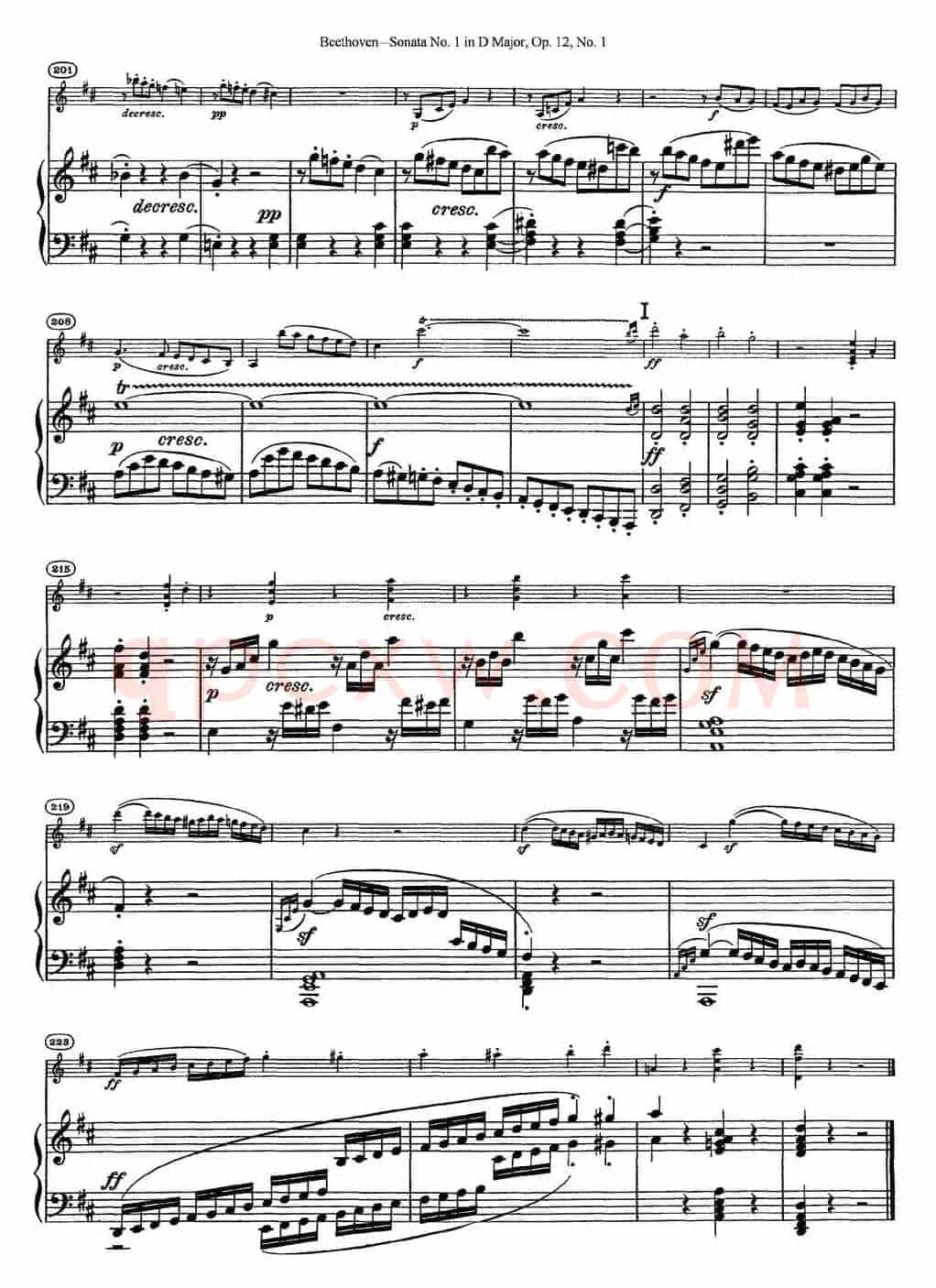 Violin Sonata No.1 in D Major Op.12 No.1（小提琴+钢琴伴奏）