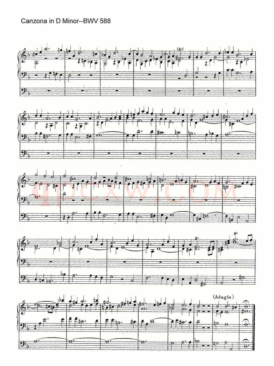 Canzona in D Minor--BWV 588(管风琴谱)