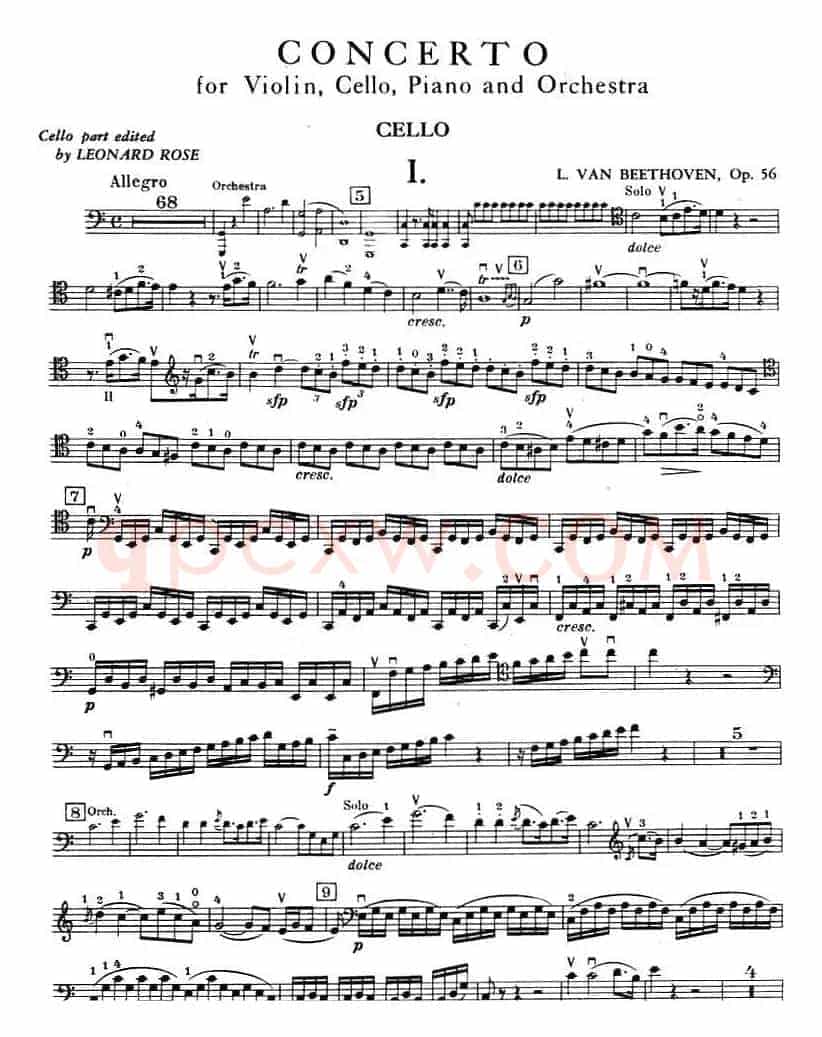 C大调小提琴协奏曲 Op.56（大提琴分谱）