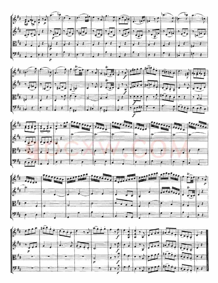 Mozart《Quartet No.2 in D Major,K.155》（总谱）