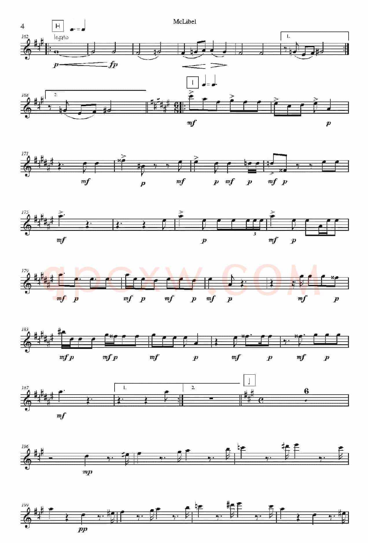 Mclibel（五重奏中音萨克斯分谱）