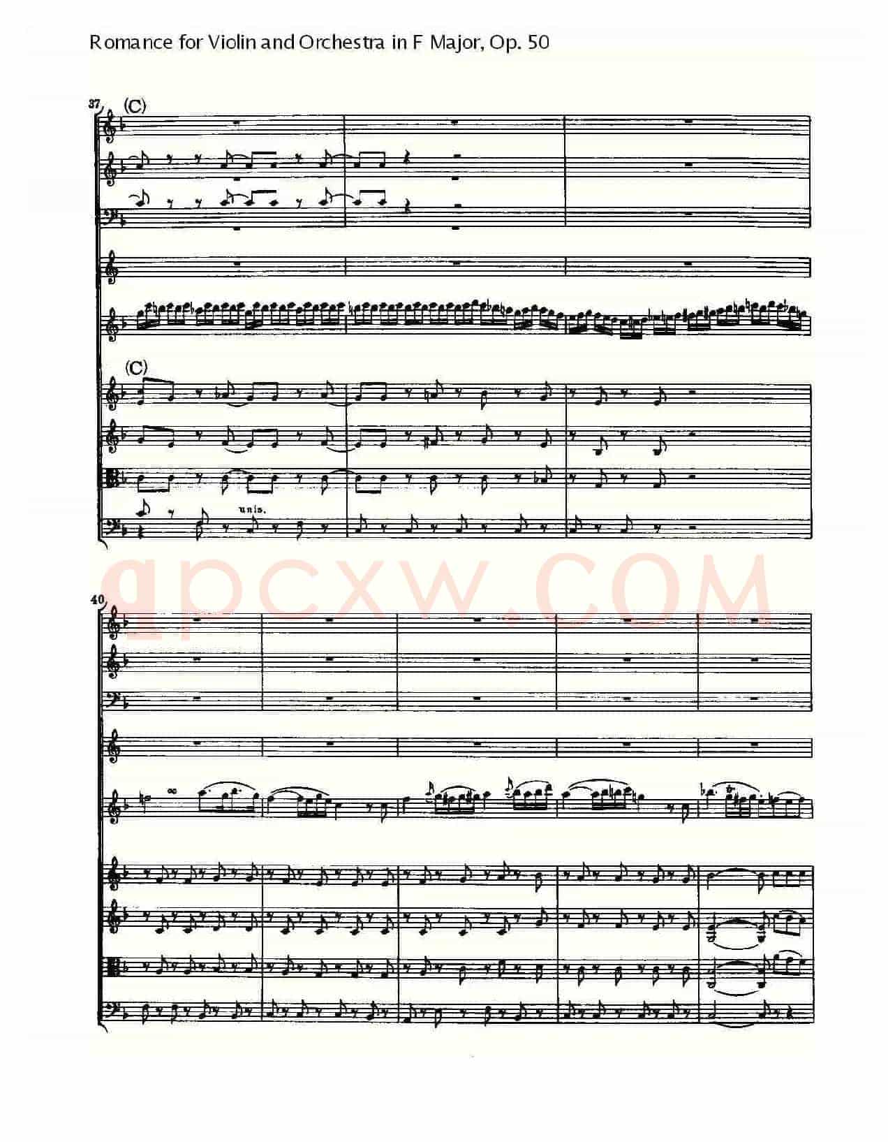 小提琴与管弦乐奏F大调浪漫曲 Op.50