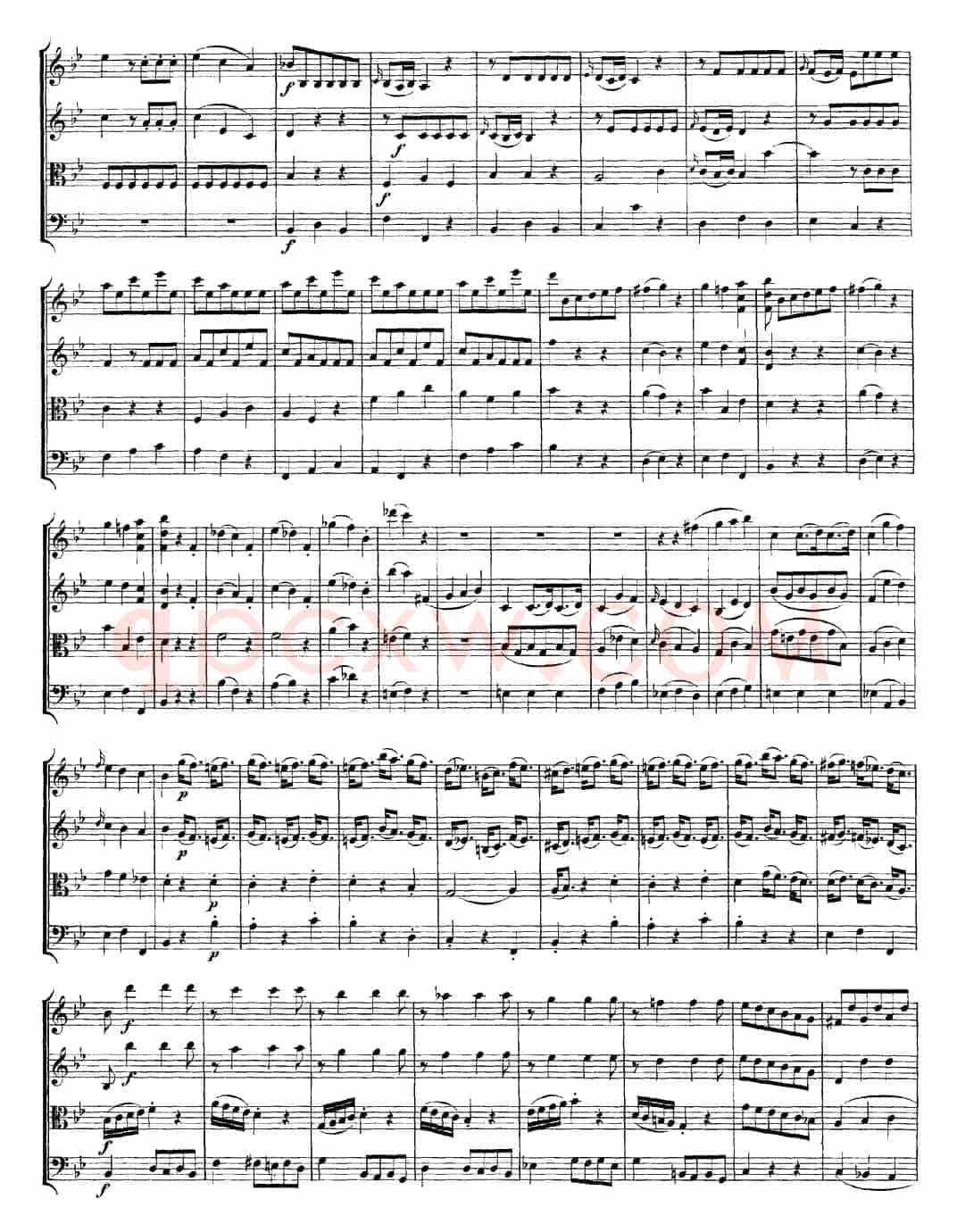 Mozart《Quartet No.6 in Bb Major,K.159》（总谱）