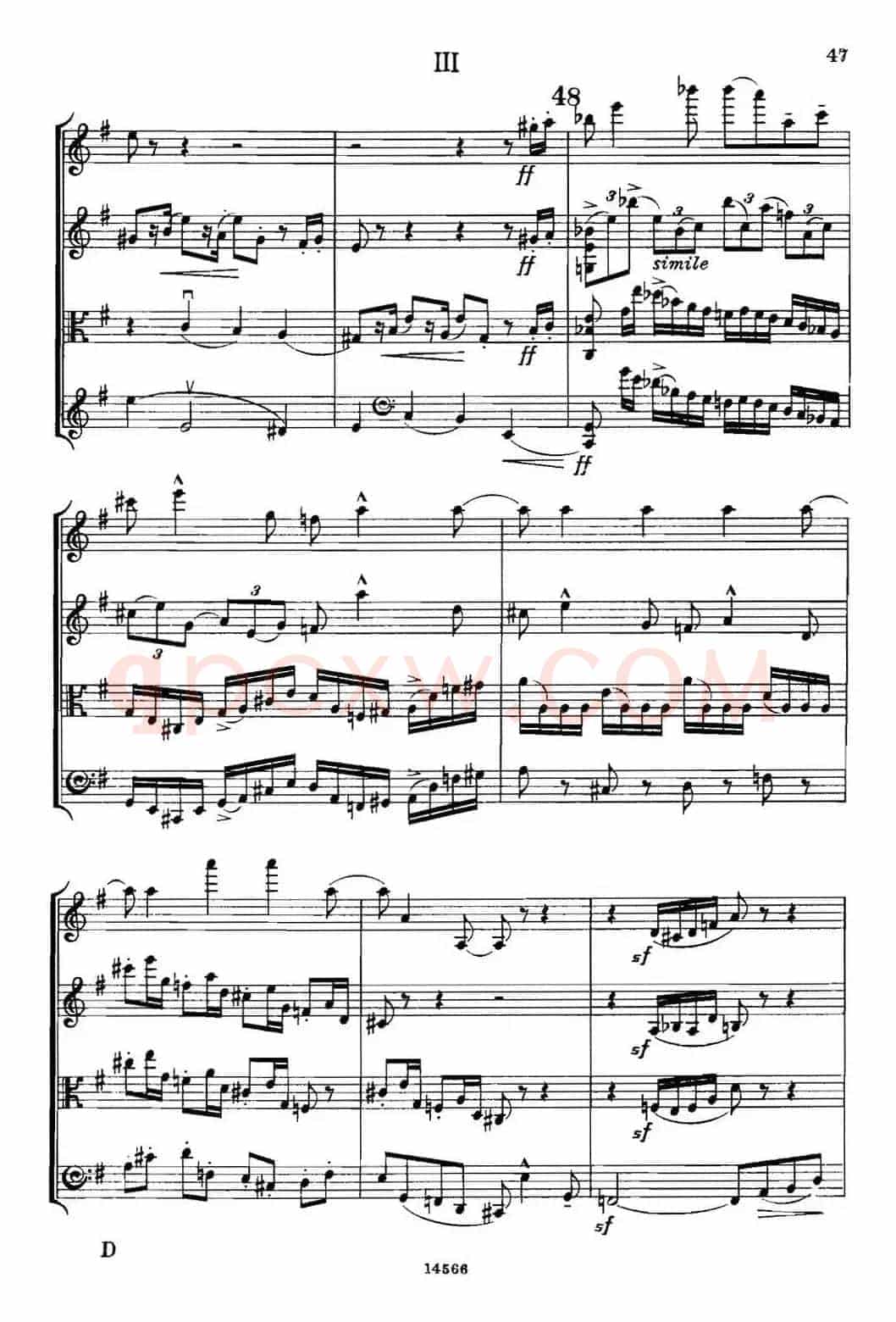 QUARTET Op.83(第三部分)(弦乐四重奏)