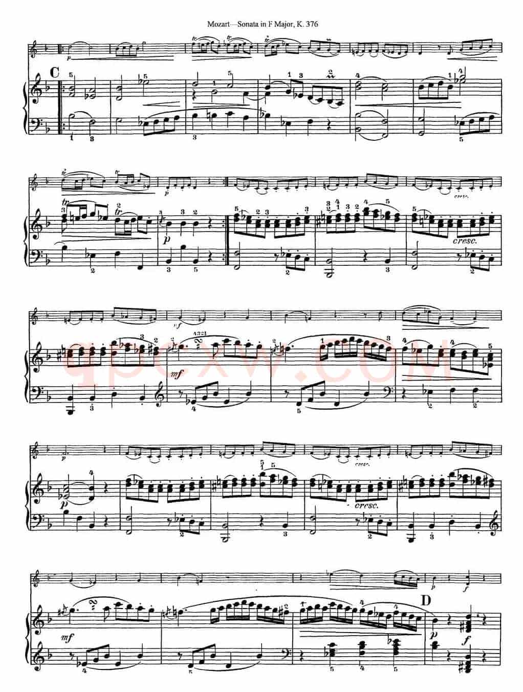 Violin Sonata in F Major K.376（小提琴+钢琴伴奏）