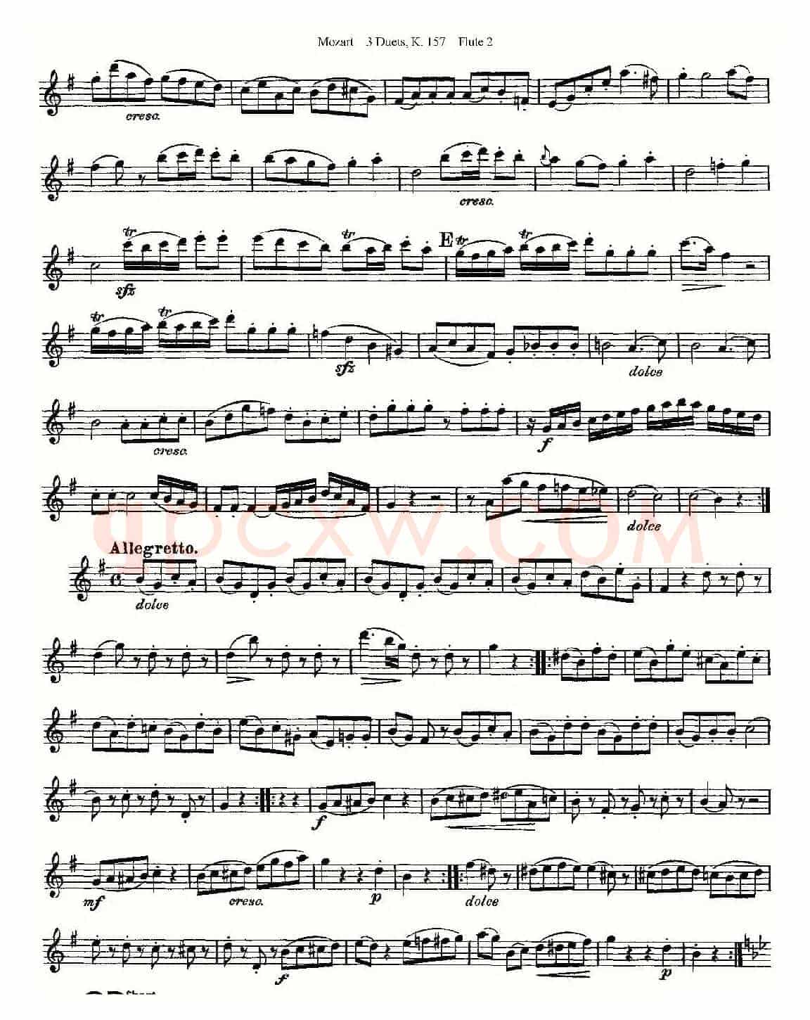 3 Duets K.157 之第二长笛（二重奏三首 K157号）