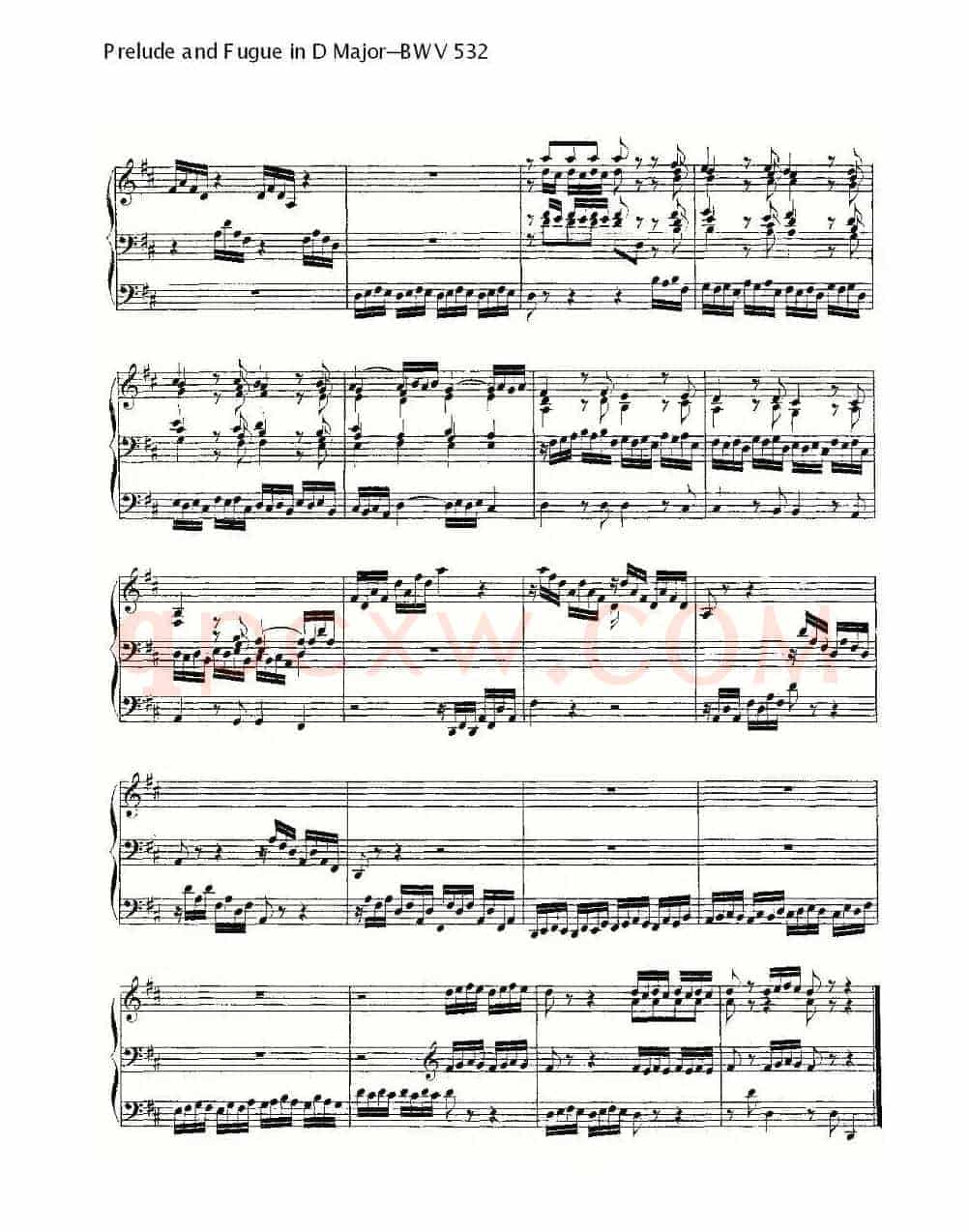 Prelude and Fugue in D Major--BWV 532 (管风琴谱)