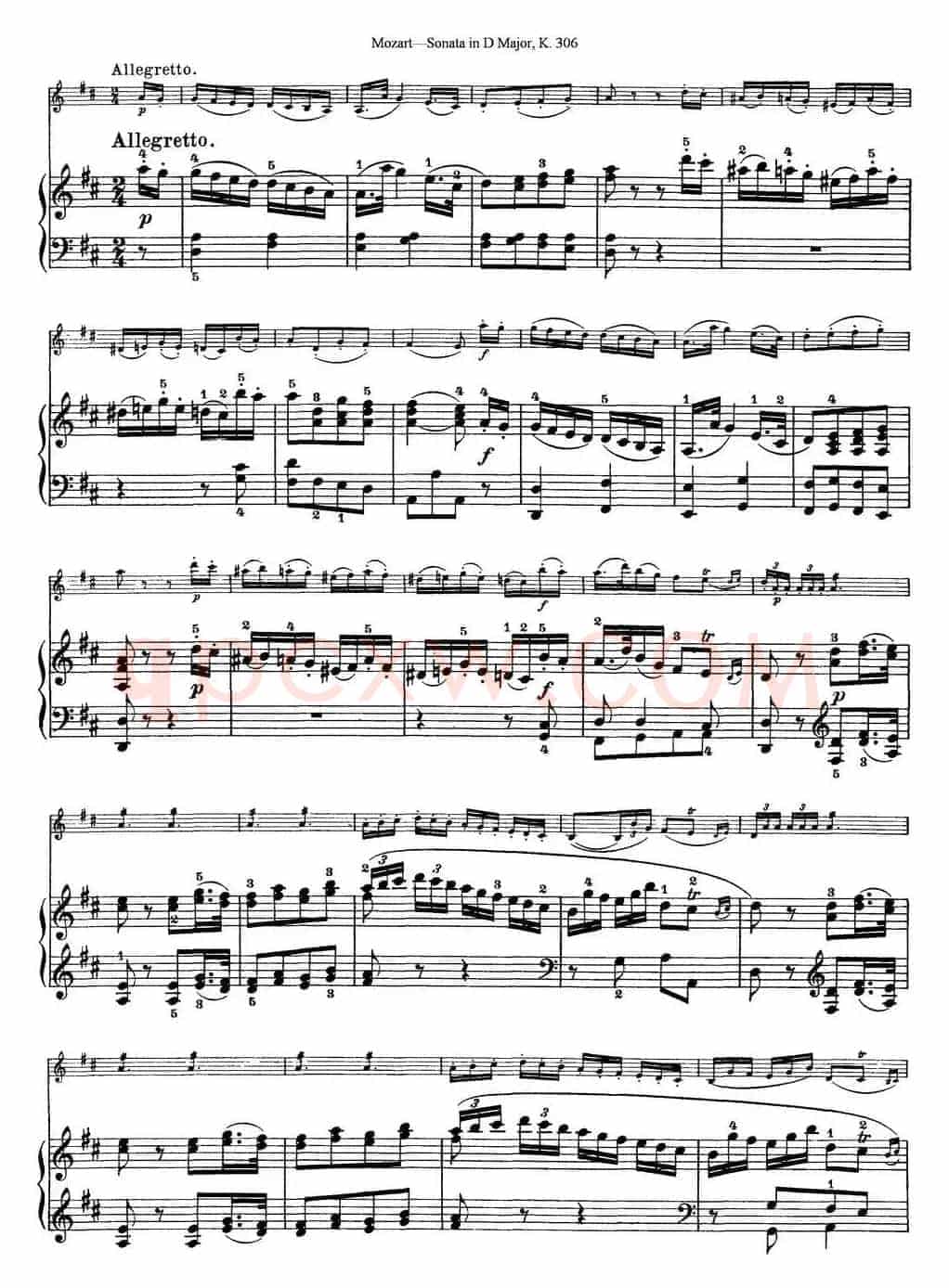 Violin Sonata in D Major K.306（小提琴+钢琴伴奏）