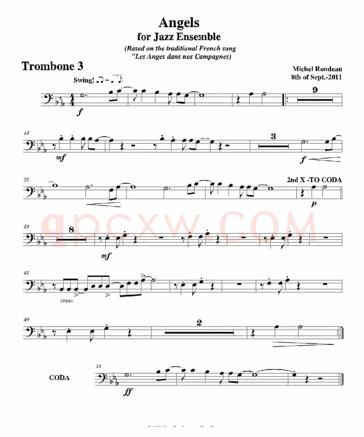 Angels for Jazz Ensemble（第三长号分谱）