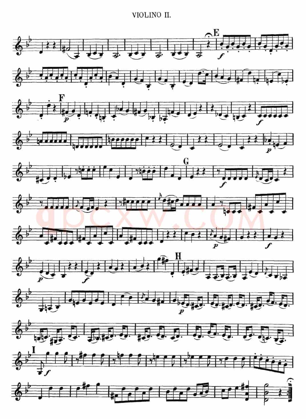 Mozart《Quartet No.6 in Bb Major,K.159》（Violin 2分谱）