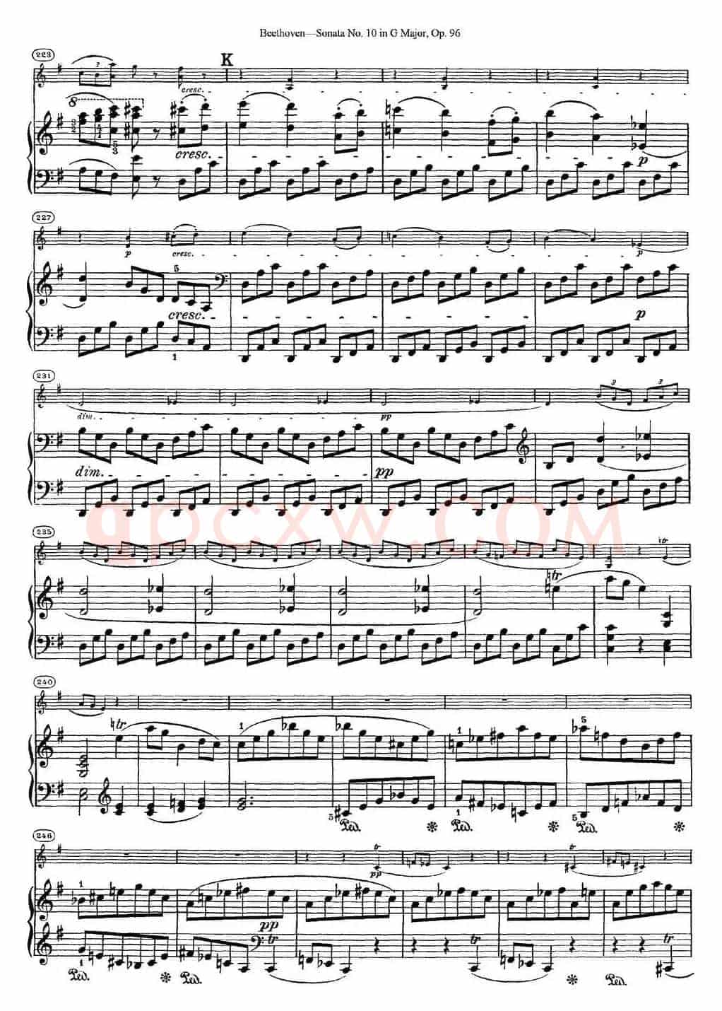 Violin Sonata No.10 in G Major Op.96（小提琴+钢琴伴奏）