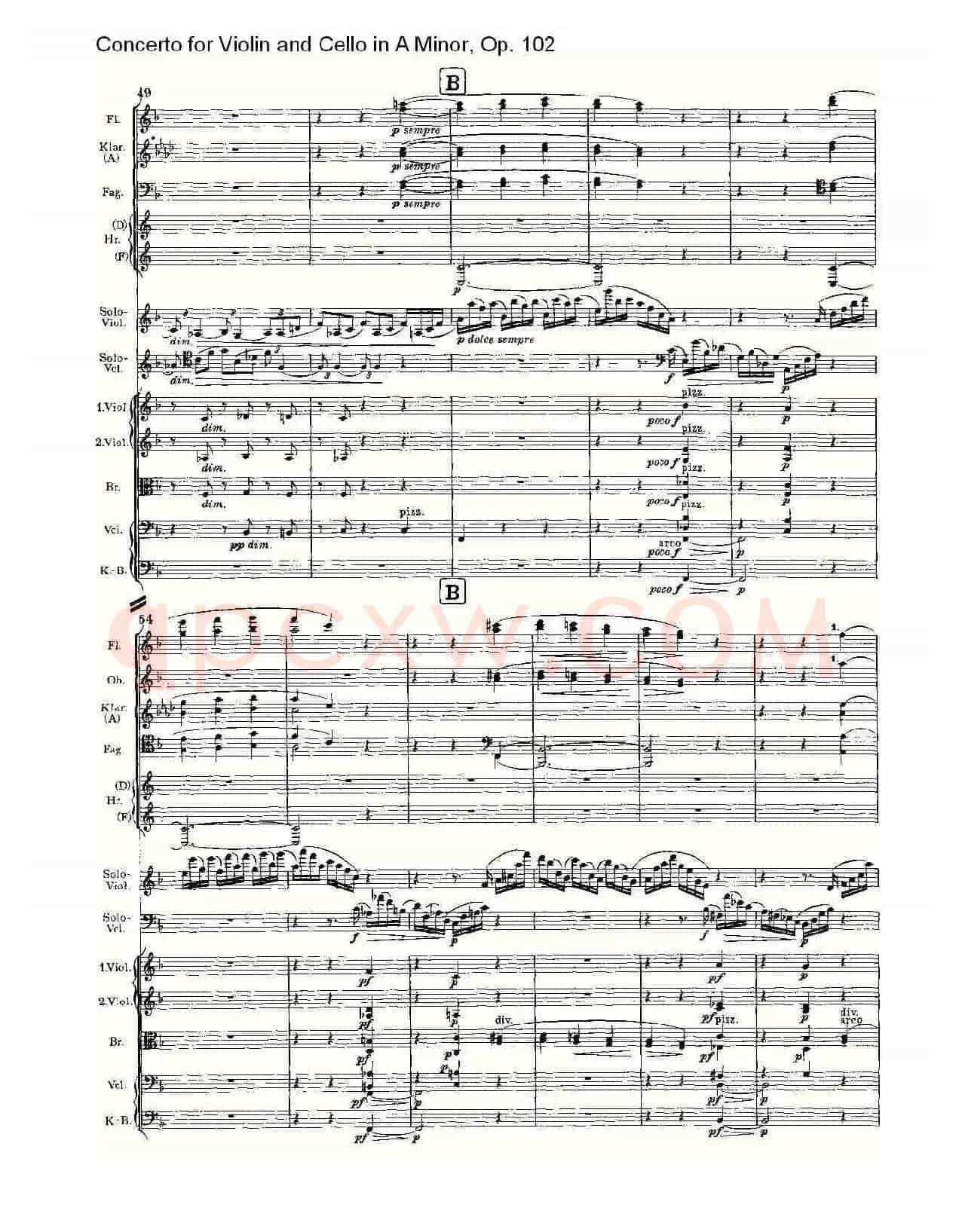 A小调小提琴与大提琴协奏曲, Op.102第二乐章