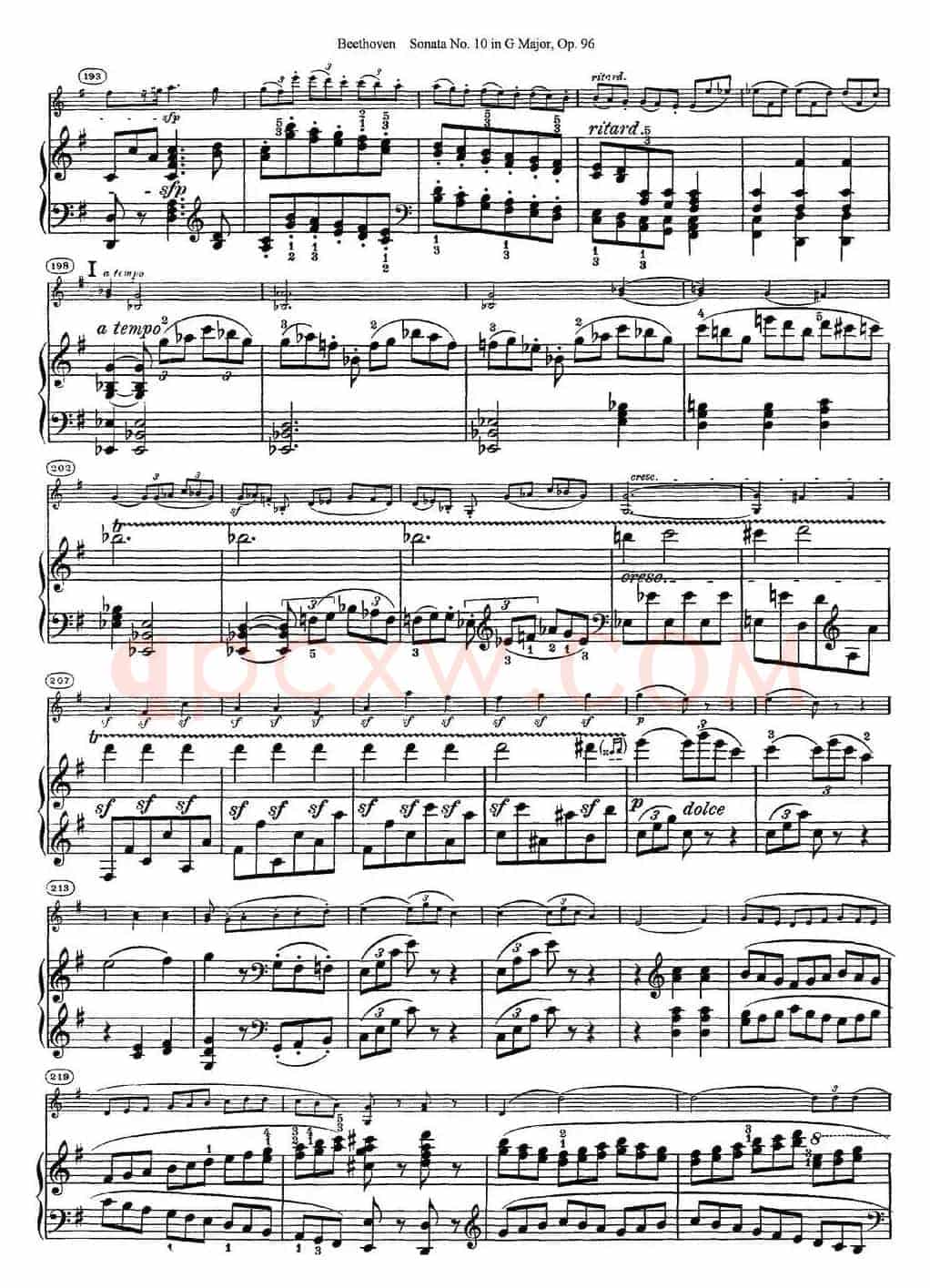 Violin Sonata No.10 in G Major Op.96（小提琴+钢琴伴奏）