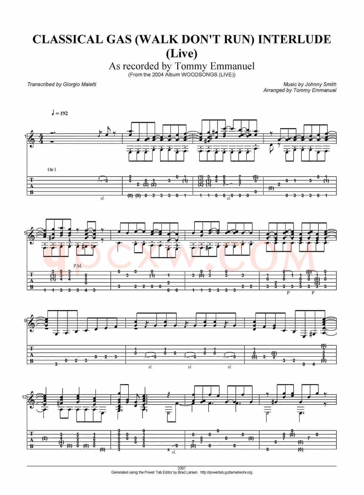 tommy emmanuel：classical gas（walk dont run）interlude