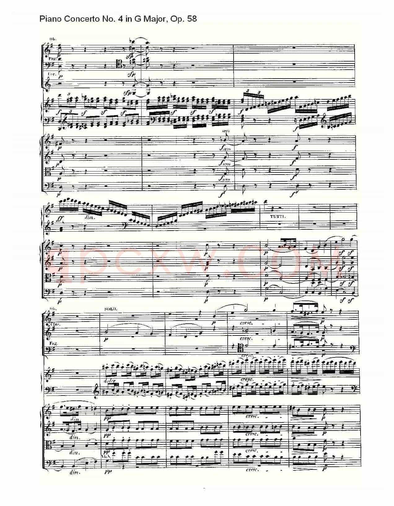 G大调钢琴第四协奏曲 Op.58 第一乐章(总谱)