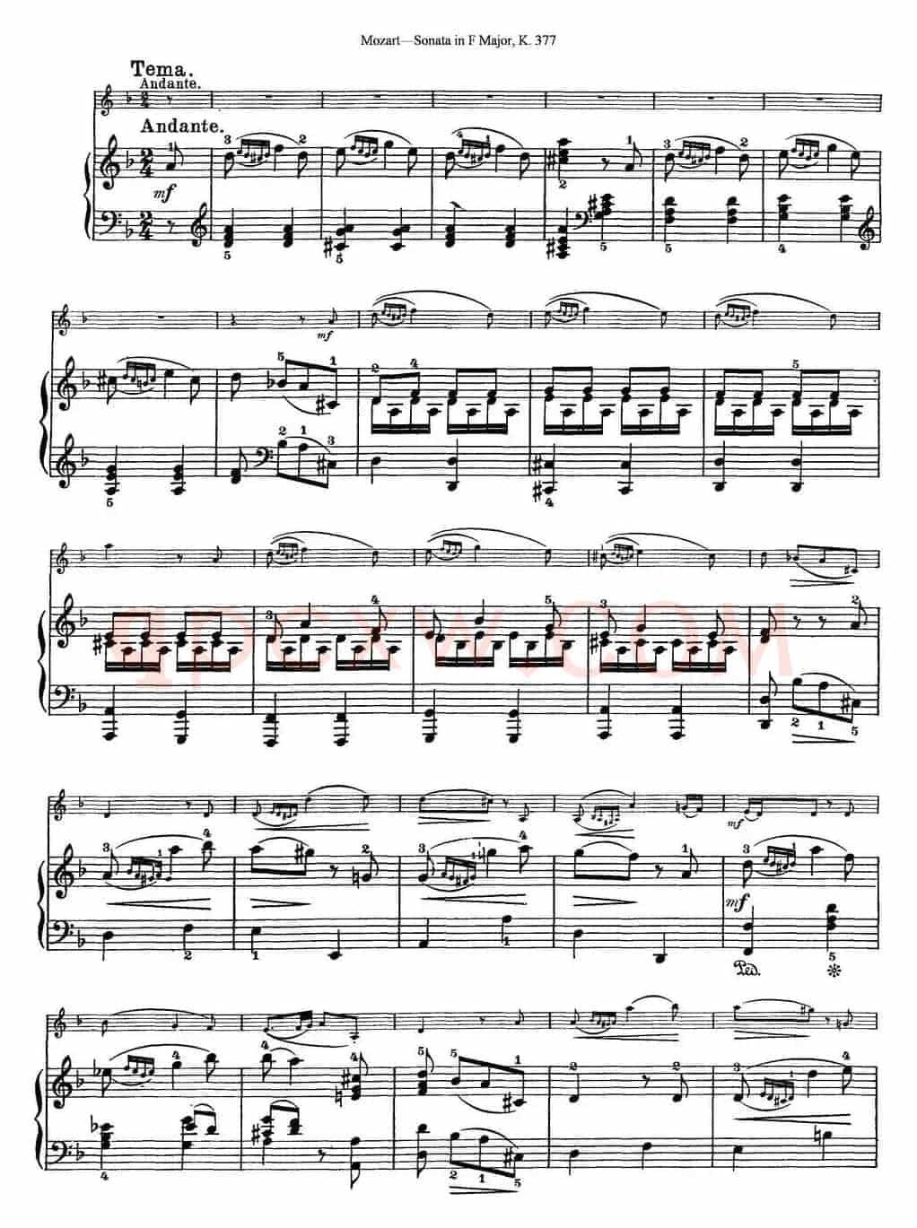 Violin Sonata in F Major K.377（小提琴+钢琴伴奏）