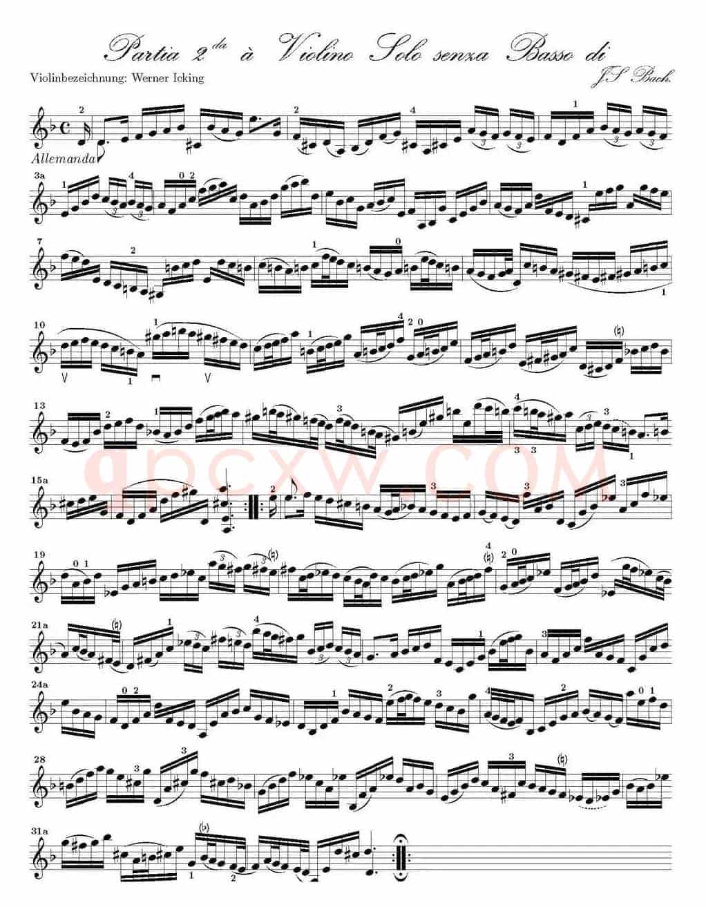 Bach Sonata BWV1004（无伴奏小提琴组曲）