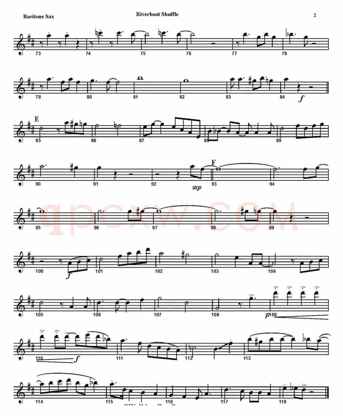 RIVERBOAT SHUFFLE（四重奏·上低音萨克斯分谱）