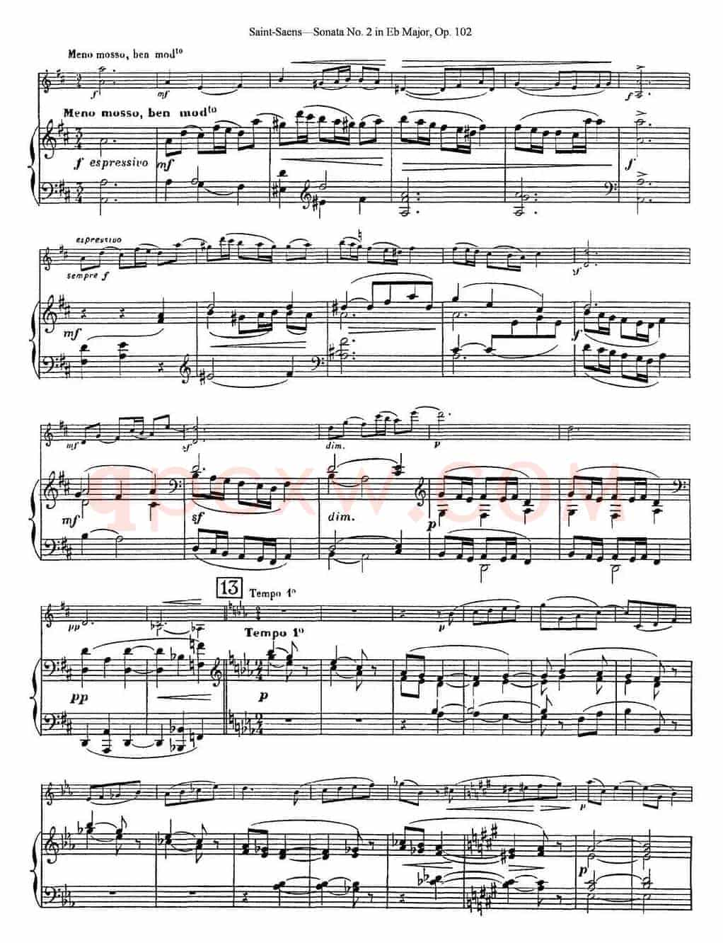 Violin Sonata No.2 in Eb Major Op.102（小提琴+钢琴伴奏）