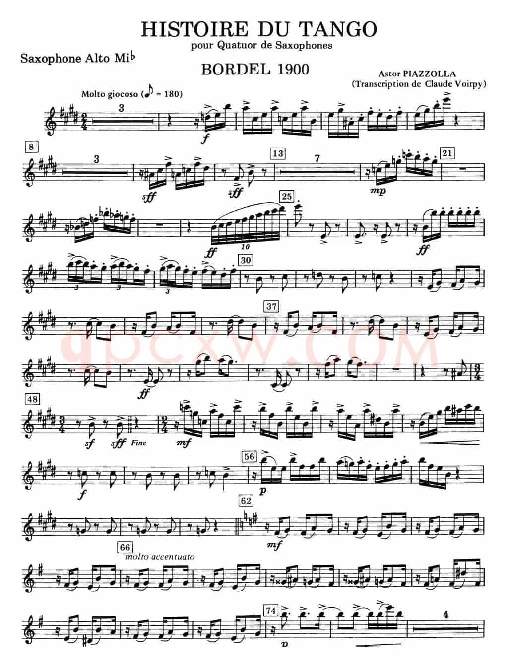 HISTOIRE DU TANGO（四重奏中音分谱）
