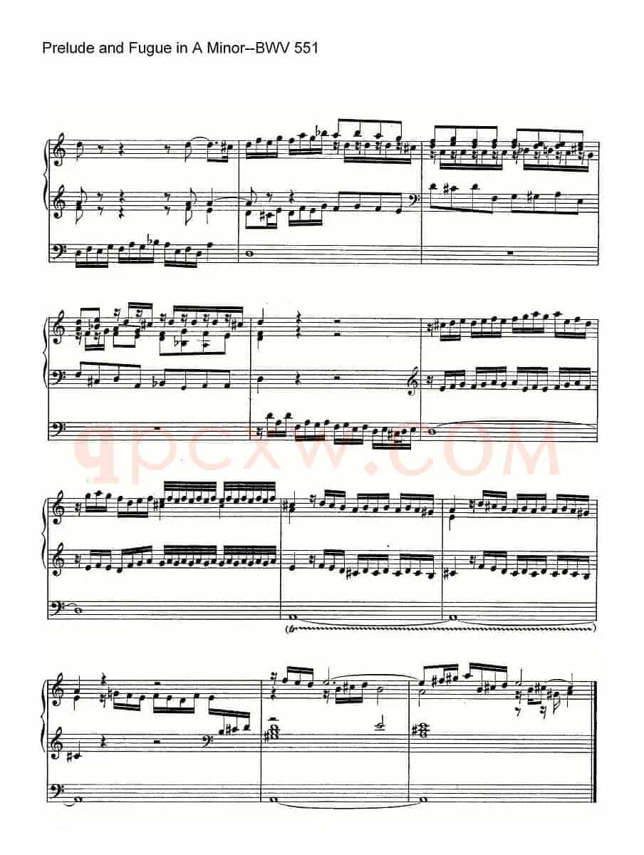Prelude and Fugue in A Minor--BWV 551(管风琴谱)
