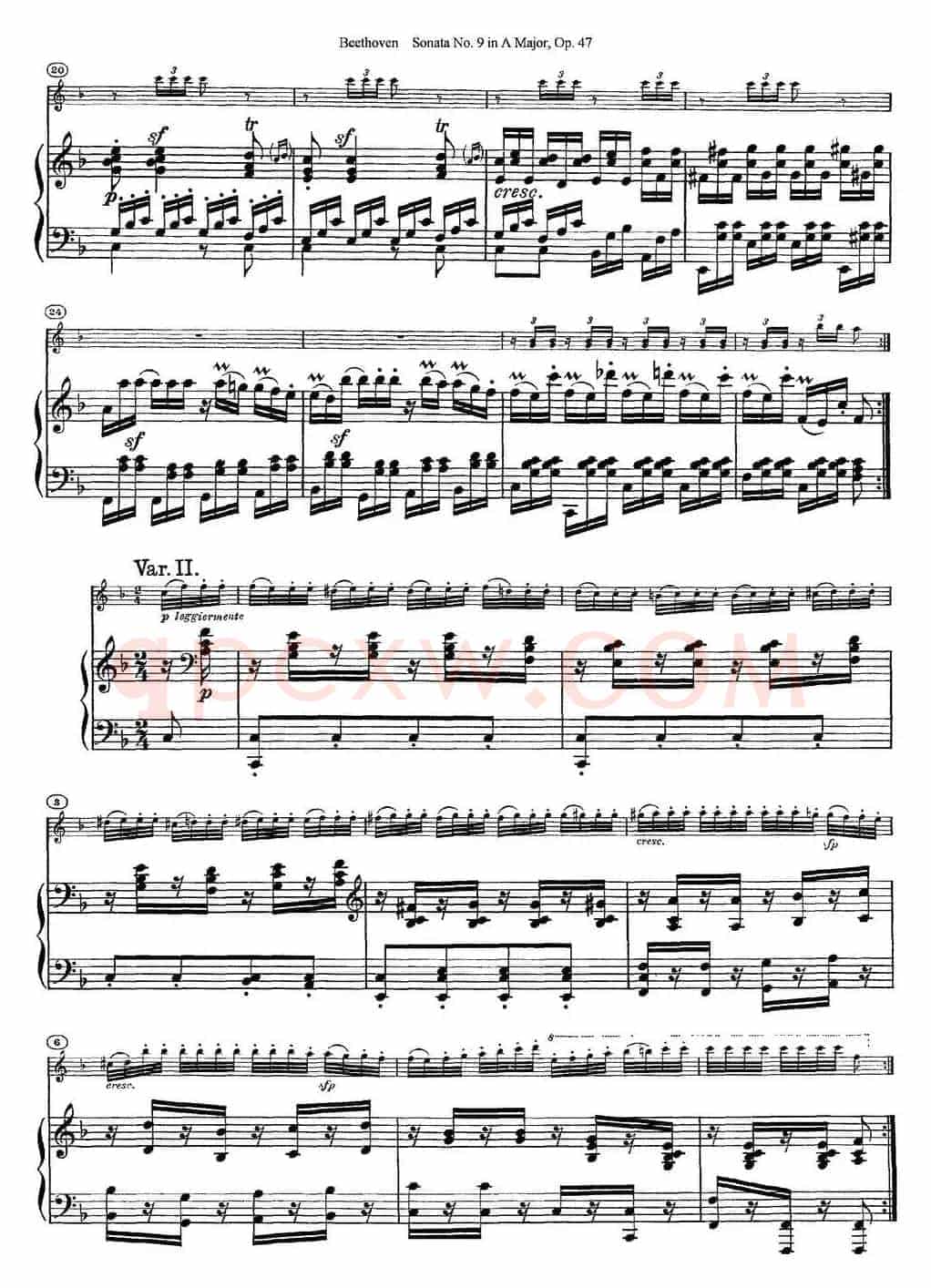 Violin Sonata No.9 in A Major Op.47（小提琴+钢琴伴奏）