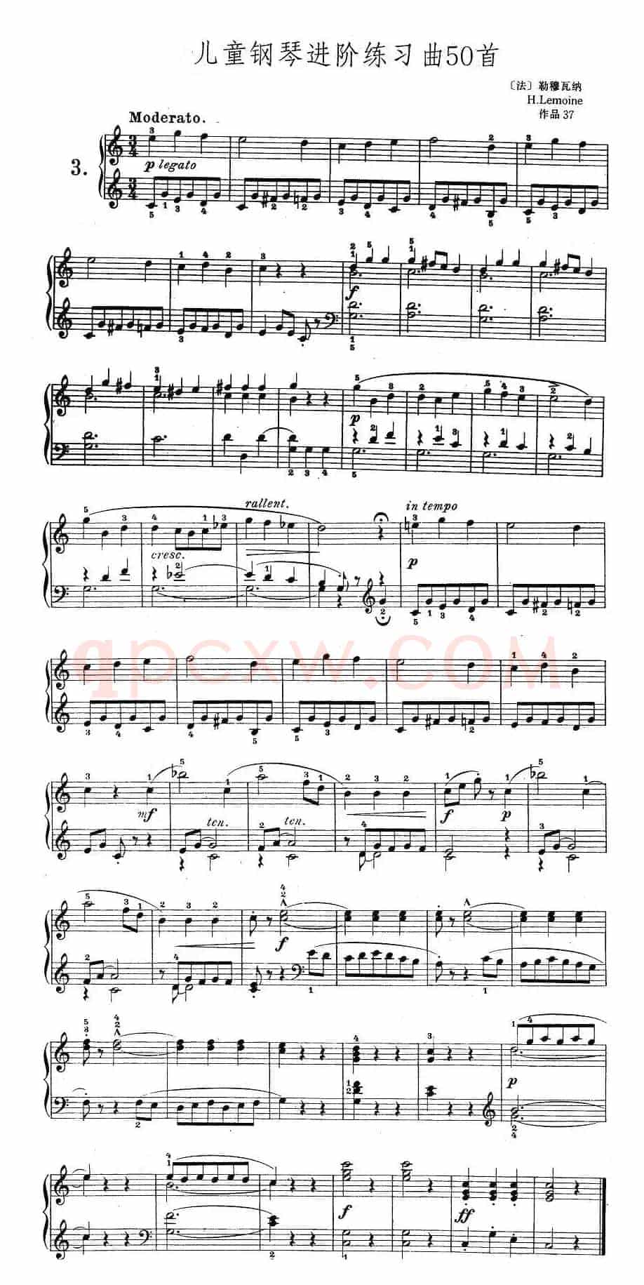 儿童钢琴进阶练习曲50首之3