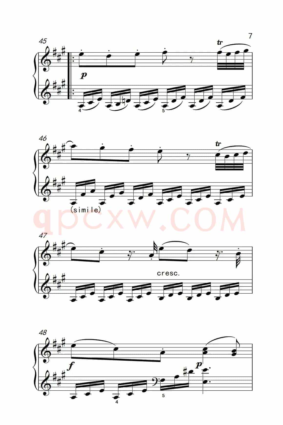 A大调钢琴奏鸣曲 优雅的行板