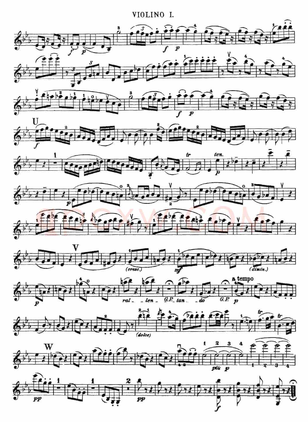 Mozart《Quartet No.16 in Eb Major,K.428》（Violin 1分谱）