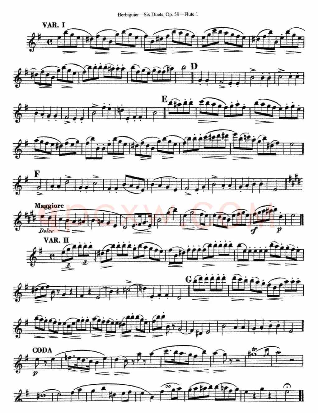 博比格6首长笛二重奏练习曲Op.59（Flute 1）