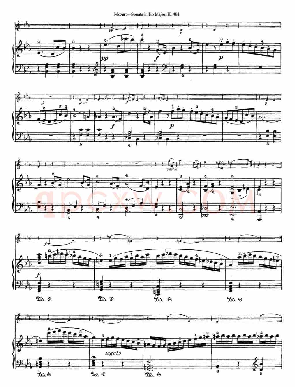 Violin Sonata in Eb Major K.481（小提琴+钢琴伴奏）