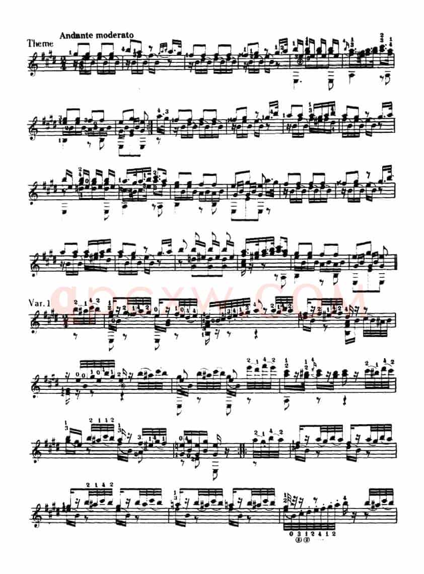 《魔笛》主题变奏曲（古典吉它）
